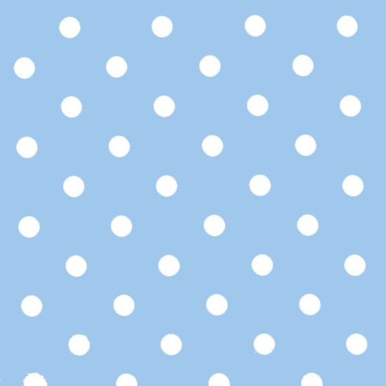 Polka Dot Fabric - Light Blue / White 18mm