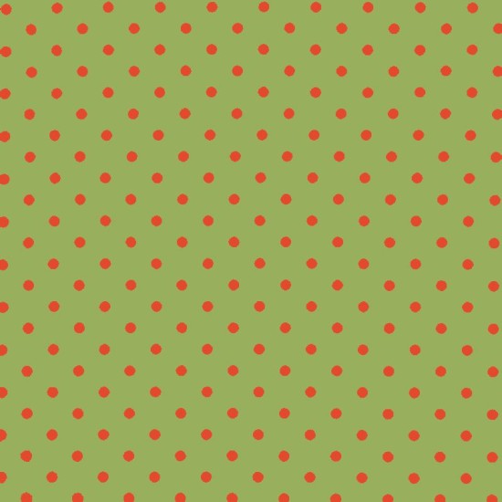 Polka Dot Stof - Lime / oranje 7mm