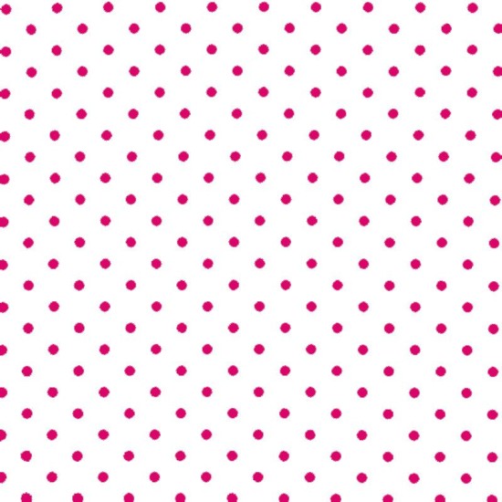 Polka Dot Fabric - White / Fuchsia 7mm