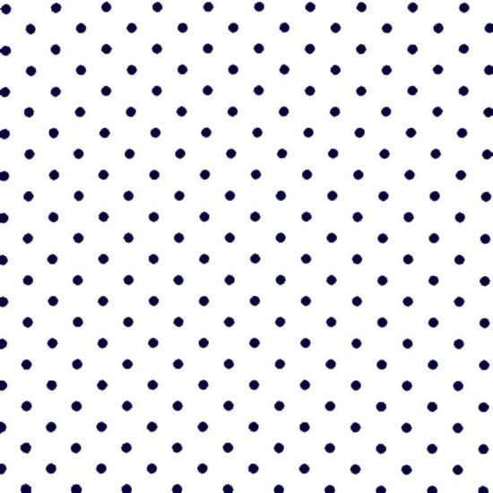 Polka Dot Fabric - White / Navy 7mm