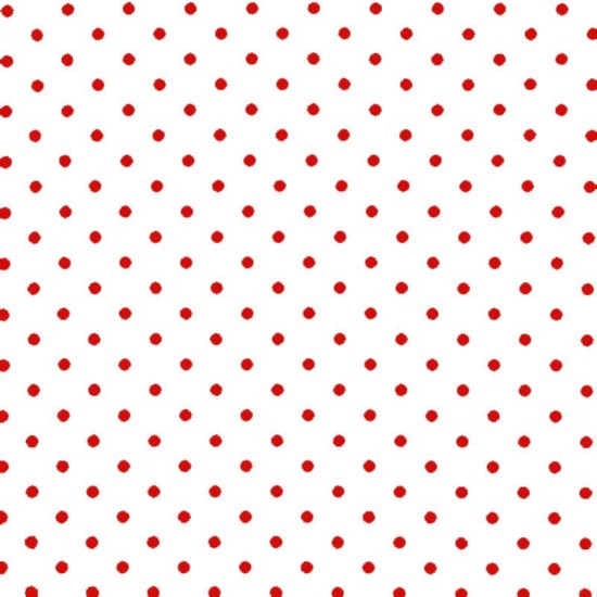 Polka Dot Stof - Wit / rood 7mm