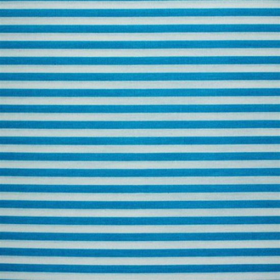 Cotton Stripes - Aqua White 5mm