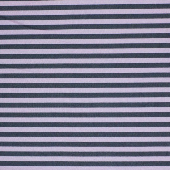 Katoen strepen - Roze grijs 5mm