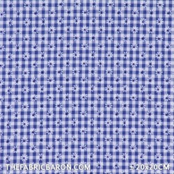 Gingham And Flower Flock - Cobalt White