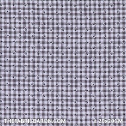 Gingham And Flower Flock - Middle Grey White