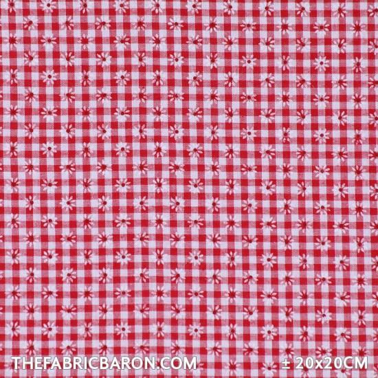 Gingham And Flower Flock - Red White