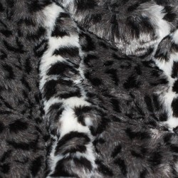 Faux Fur Fabric - Leopard Grey OffWhite