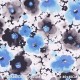 Katoen satijn stof - Eenvoudige bloem kobalt