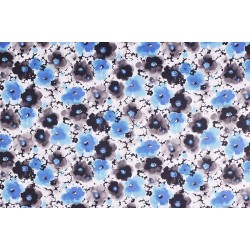 Cotton Satin Fabric - Simple Flower Cobalt