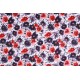 Tissu Satin de coton - Fleur simple rouge