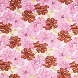 Cotton Satin Fabric - Big Flower Pink