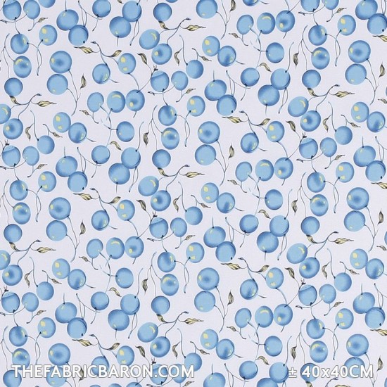 Tissu Satin de coton - Blue cerises