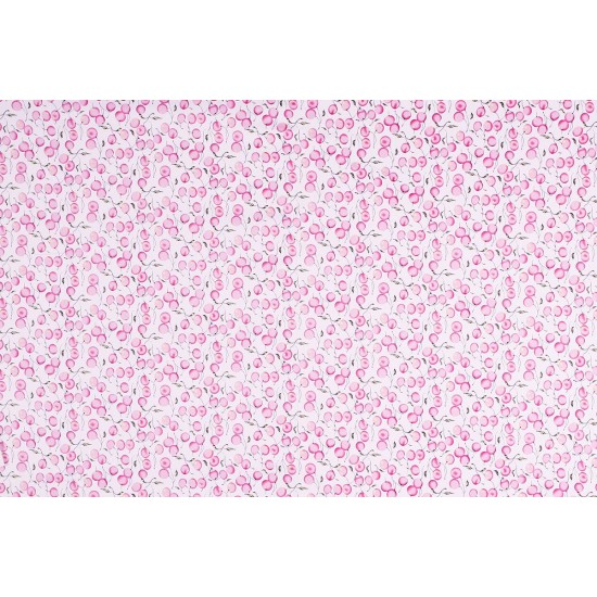 Cotton Satin Fabric - Cherries Pink