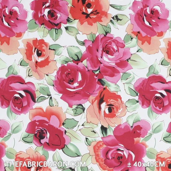 Cotton Satin Fabric - Beautiful Flower Red | The fabric ...
