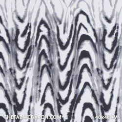 Cotton Satin Fabric - Black White Waves