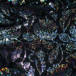 Hologram Fabric Lace Black Silver