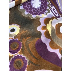 Printed Velvet Fabric - Purple/Brown