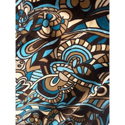 Printed Velvet Fabric - Aqua Camel Beige