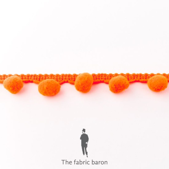 Ruban Galon Pompons 15mm - Fluor Orange