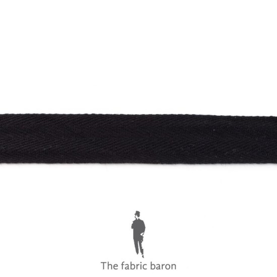 Cotton Twill Ribbon 25mm - Black