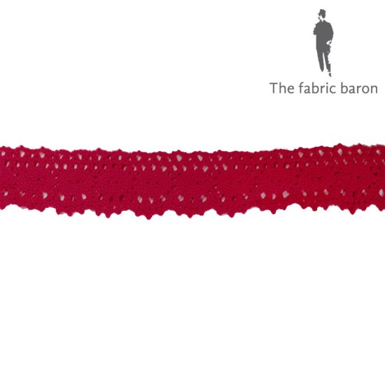 Spitzenband Baumwolle 25mm - Rot
