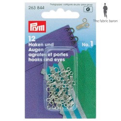 Hooks and eyes 12 pairs No 2 brass (263 845)