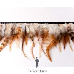 Feather Ribbon - Camel - Ecru