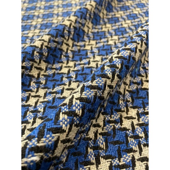 Woven Fabric Pied de Poules - Blue/Grey/Black
