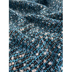Coarse Woven Fabric - Cobalt/White/Black