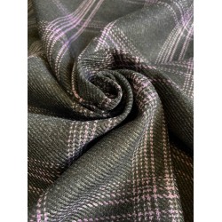Checked Mohair Fabric - Black/Purple