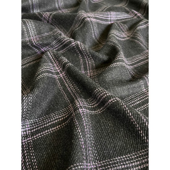 Checked Mohair Fabric - Black/Purple