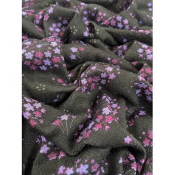 Printed Fabric - Black/Pink Flowers