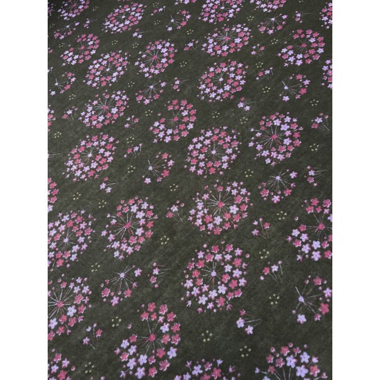 Tissu Imprimé - Fleurs Noir/Rose