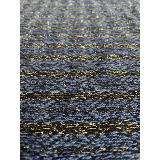 Tissu Maille Glitter - Bleu/Lavande/Or