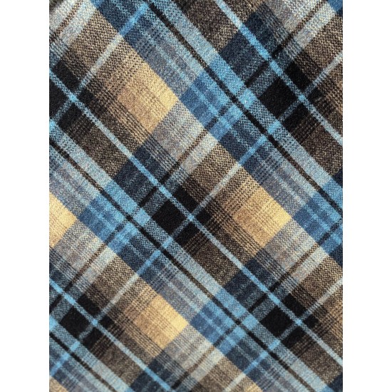 Checkered Fabric Wool - Navy/Blue/Beige