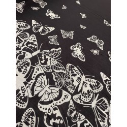 Printed Cotton - Black/White Butterfly