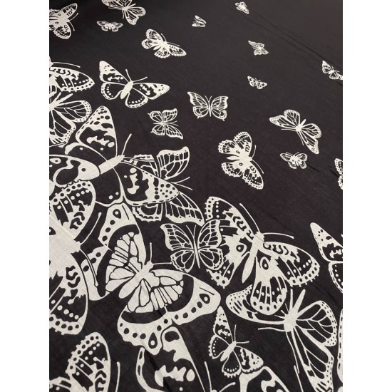 Bedruckte Baumwolle – Schwarz/Weißer Schmetterling