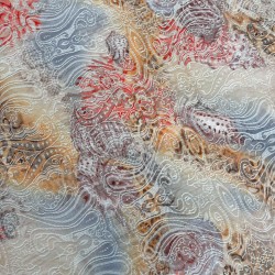 Cheerful Fabric - Soft Orange/Blue