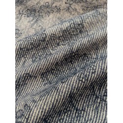 Denim Fabric - Wash Out Striped Flower