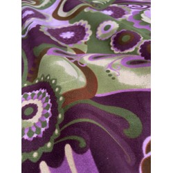 Printed Velvet Fabric - Purple/Green