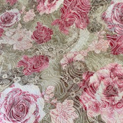 Cheerful Fabric - Flowers Pink Green