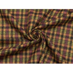 Checked Fabric Wool - Pink Ocher Olive